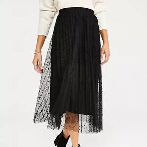 NWT Ann Taylor Black Star Print Tulle Midi Skirt